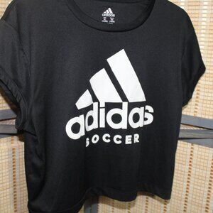 Adidas Black Soccer Climalite Athletic Cropped Tee
